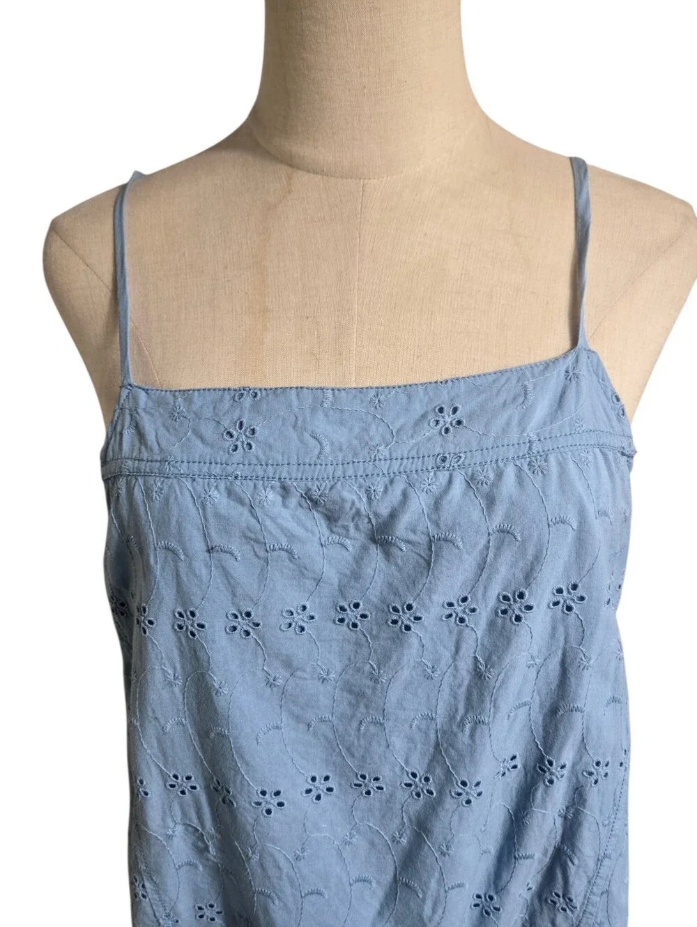 Free People All Caught Up Tunic Baby Blue Eyelet Open Back Long Top